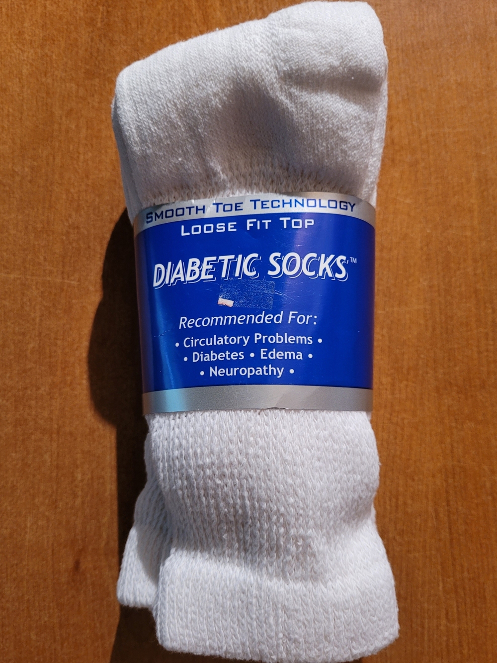Diabetic Socks - White Loose Fit Top 3 Pair Mens Size 10-13 Nee